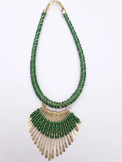 Green Fabric Tribal Necklace