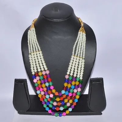 Multicoloured Alloy Partywear Necklaces for Women's Girl's