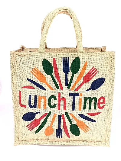 AMEYSON Lunch Time Jute Bag with Zip Closure | Tote Lunch Bag | Multipurpose Bag (2)