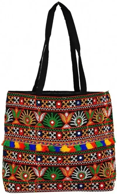 Brights' The Art People - Burlap Bag with Leather Handle - Larg
