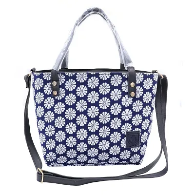 Stylish Navy Blue Artificial Leather Solid Handbags For Women