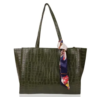 Stylish Green PU Solid Handbag For Women