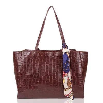 Stylish Brown PU Solid Handbag For Women