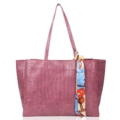 Stylish Pink PU Solid Handbag For Women