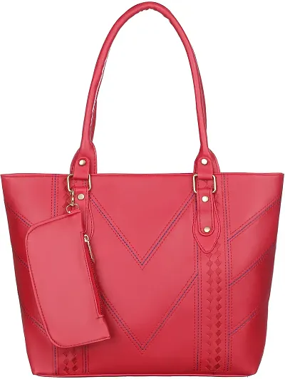 Stylish Red Artificial Leather Handbags For Women