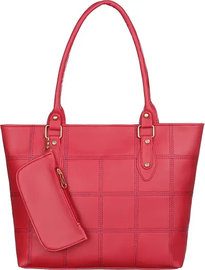 Stylish Red Artificial Leather Handbags For Women