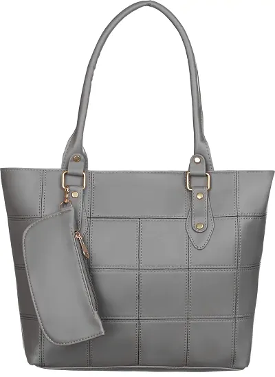 Stylish Grey Artificial Leather Handbags For Women