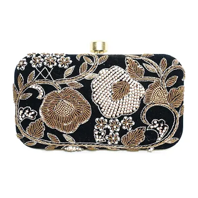 MaFs Embroidered Black Women clutches