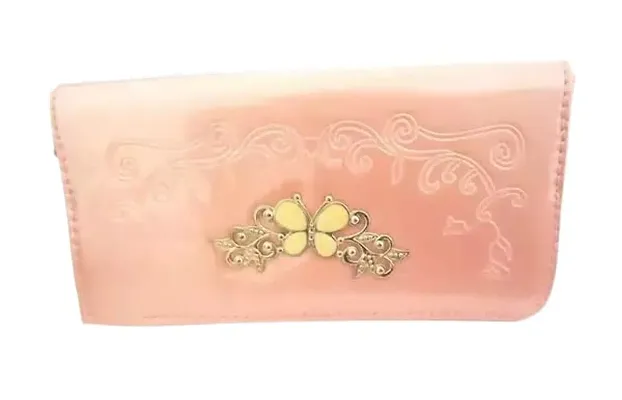 HALLO Faux Leather Pink Color Hand Bag For Women's And Girls Latest Embellished Stylish Clutch Bag Purse For Bridal, Casual Bag A Great Gift Item For Your Loved One's