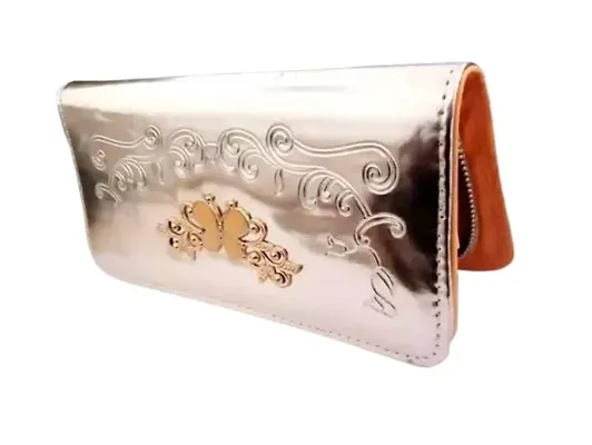 HALLO Faux Leather Golden Color Hand Bag For Women's And Girls Latest Embellished Stylish Clutch Bag Purse For Bridal, Casual Bag A Great Gift Item For Your Loved One's