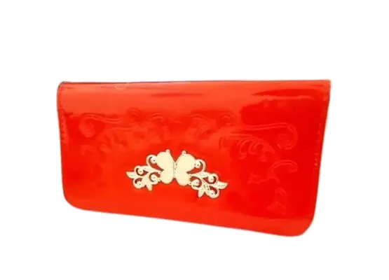 HALLO Faux Leather Red Color Hand Bag For Women's And Girls Latest Embellished Stylish Clutch Bag Purse For Bridal, Casual Bag A Great Gift Item For Your Loved One's