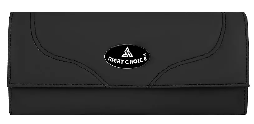 Right Choice Women's Faux Leather Hand Clutch Wallet (Black)
