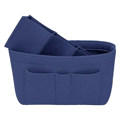 GREENSHEEP Women Felt Purse Organizer Insert for Ladies Handbag, Tote, Hobo Bag Storage Purse Divider, Multiple Storage Compartment - Blue(11.3x3.15x6.5) inch (Slender M)